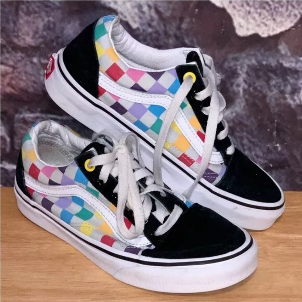 Mens Vans Old Skool Rainbow Checkerboard size  6.5